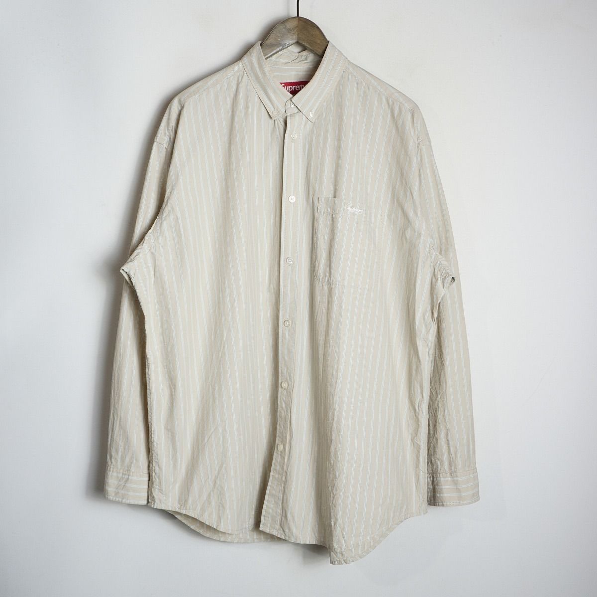 正規 23 AW Supreme シュプリーム Loose Fit Stripe Shirt ルーズ フィット ボタンダウン ストライプ シャツ 長袖 1230 P♪