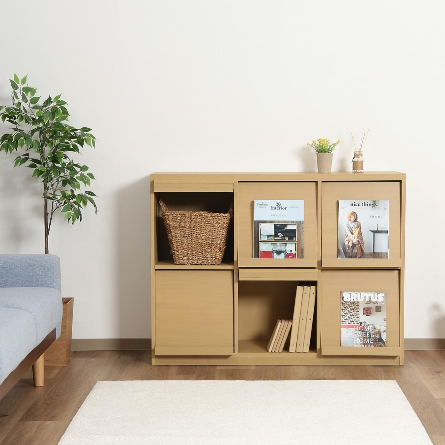 ♪扉付き 6マス ディスプレイラック 幅120 cm ラック キャビネット リビング収納 収納家具