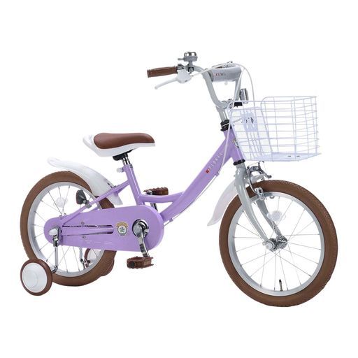 マイパラス FLOKEL子供用自転車16インチ 補助輪付 サポート付サドルシンプルな北欧テイスト プレゼントキッズバイク贈り物男の子女の子公園外遊び3歳4歳5歳MD-16ラベンダー