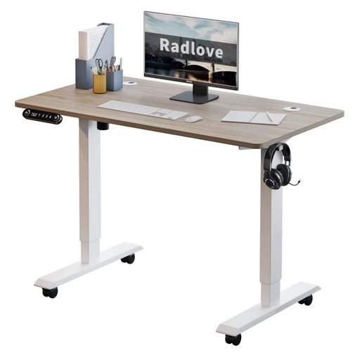 Radloveデスク電動式パソコンデスクゲーミングデスク机電動昇降式スタンディングデスクパソコンラックPCデスクつくえpcデスク高さ調節 高さ調節メモリー機能付き幅110 CMx奥行60 CM高さ71 …