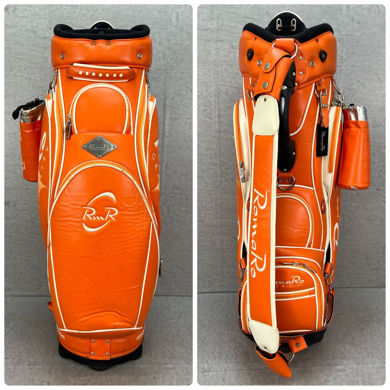 ロマロ ゴルフ カート式キャディバッグ 約10型 オレンジ PUレザー