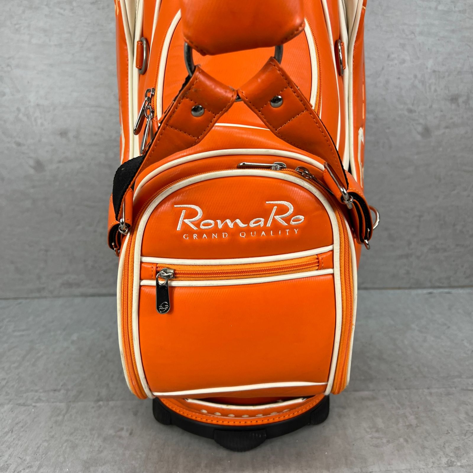  ロマロ ゴルフ カート式キャディバッグ 約10型 オレンジ PUレザー RomaRo カートバッグ ゴルフバッグ キャディバッグ ゴルフ