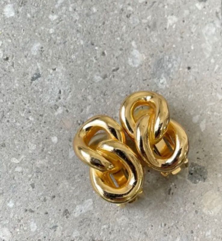 Christian Dior クリスチャンディオール イヤリング 2連チェーンモチーフ ゴールド