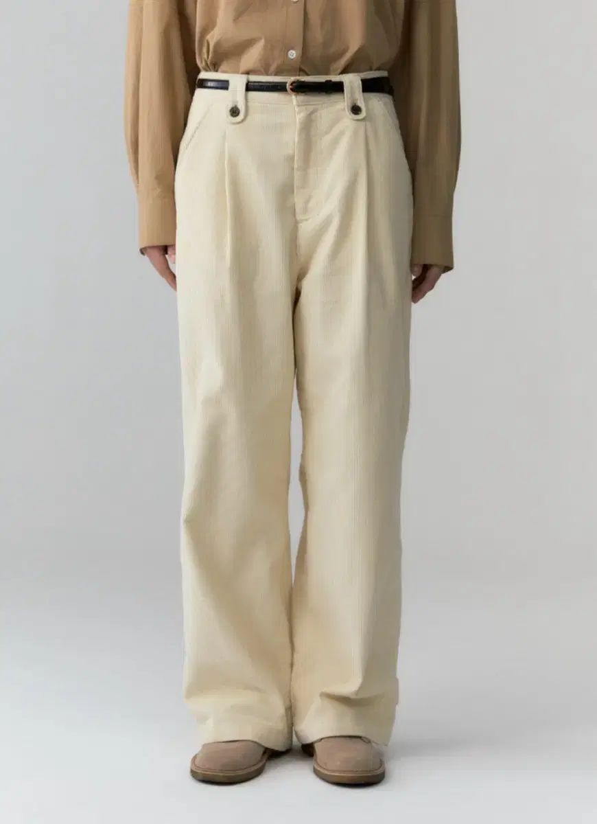 ディパウンド コーデュロイ ワイドパンツ アイボリー S