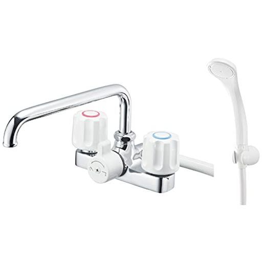 SANEI サンエイ ツーバルブデッキシャワー混合栓ホースの長さ1.6 M配管ピッチ120 mm一般地 寒冷地共用形SK 710-W-13シルバー