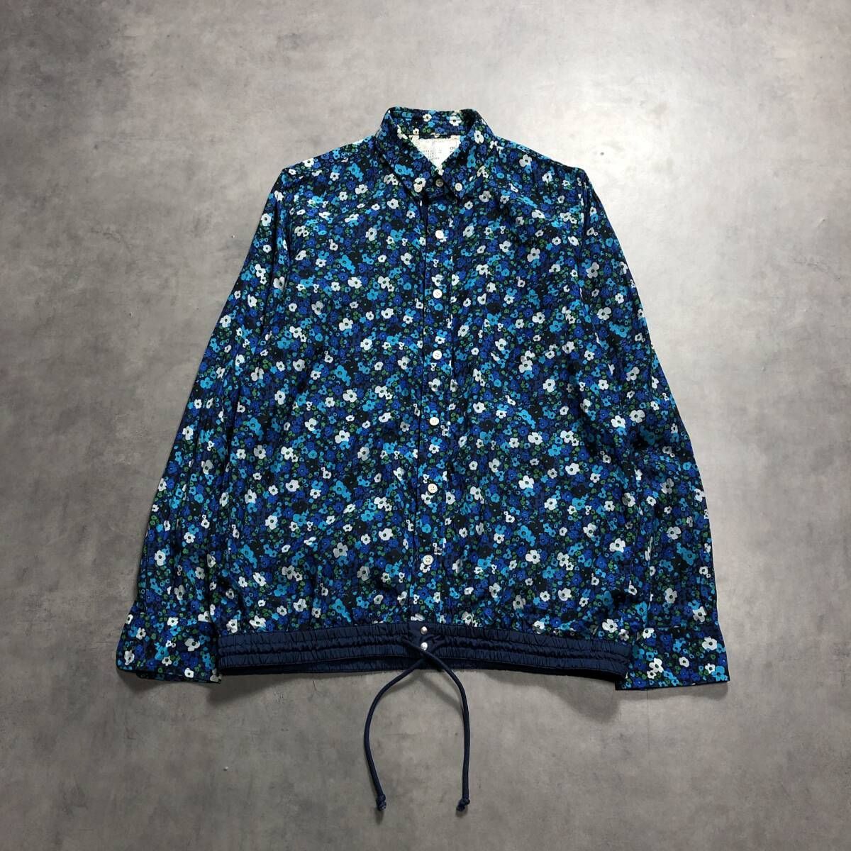 GQ 4527 sacai フラワープリント ドローストリングシャツ 2 ブルー系 サカイ