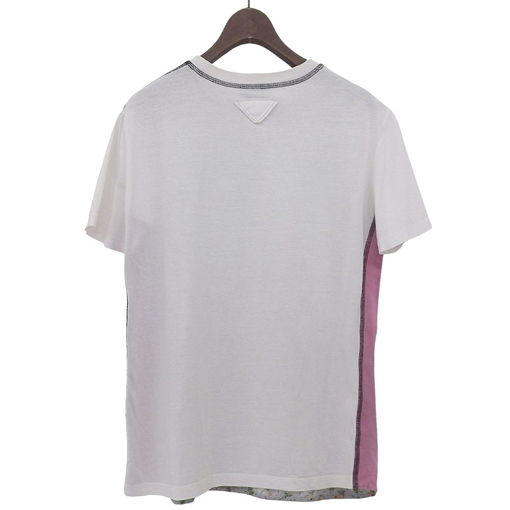 PRADA プラダ コットン 総柄 切り替えショートスリーブカットソー