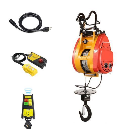 電動ウインチ荷重500 kgワイヤー長さ30 mモバイル電動ウインチ吊下げ式電動ウインチ巻き上げ機安全装置ワイヤレスリモコン付き二つ制御方法
