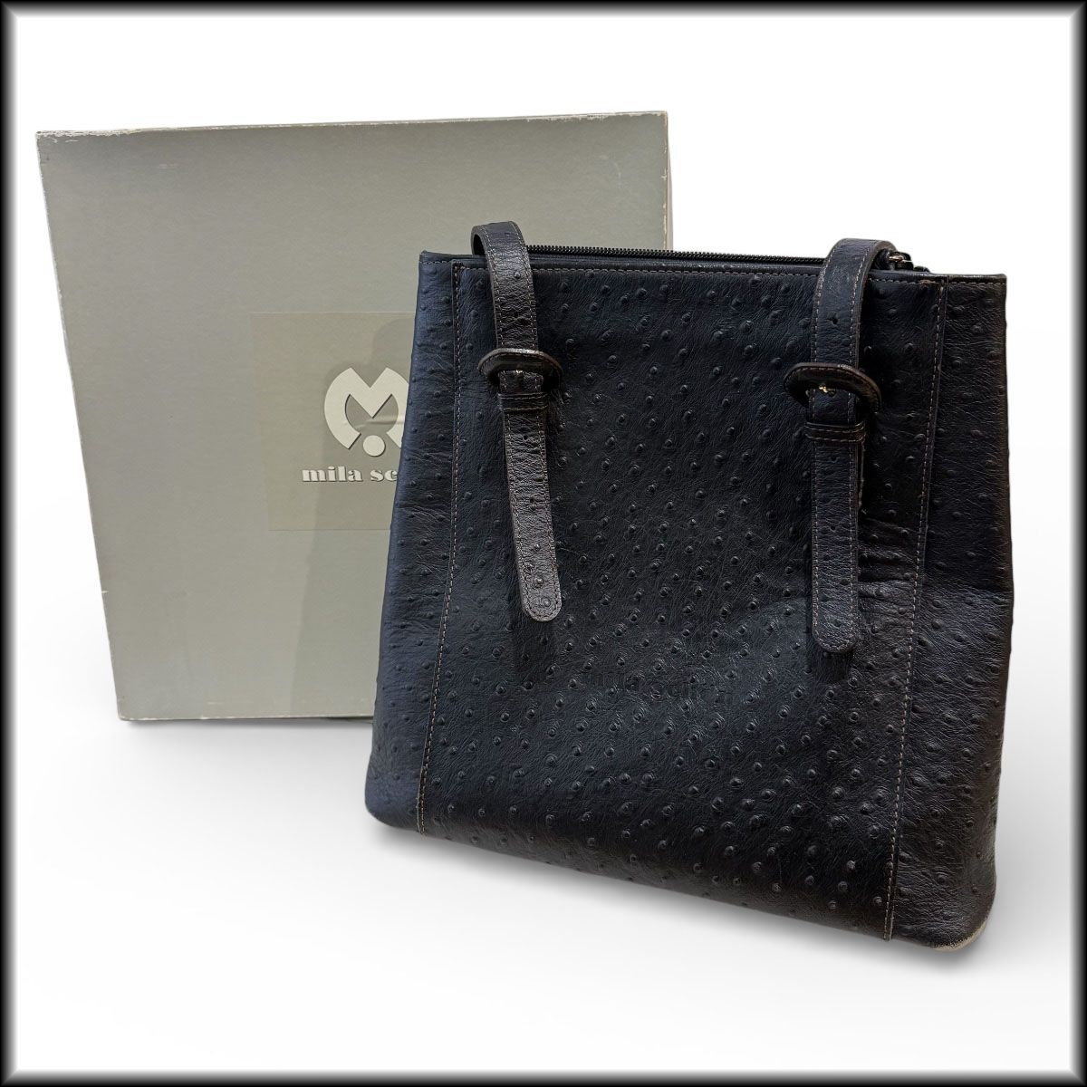 ◇mila schon◇ミラショーン ショルダーバッグ オーストリッチ 