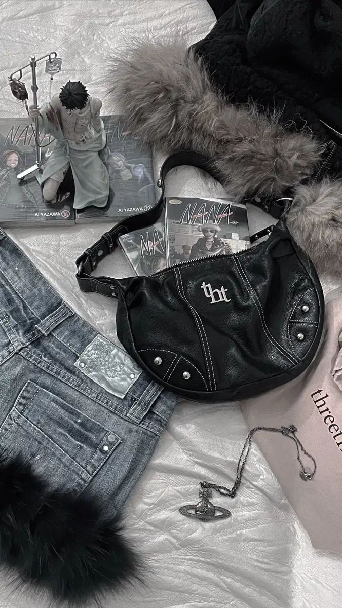 スリータイムズ ジョニーバッグ ブラック ショルダーバッグ バッグ