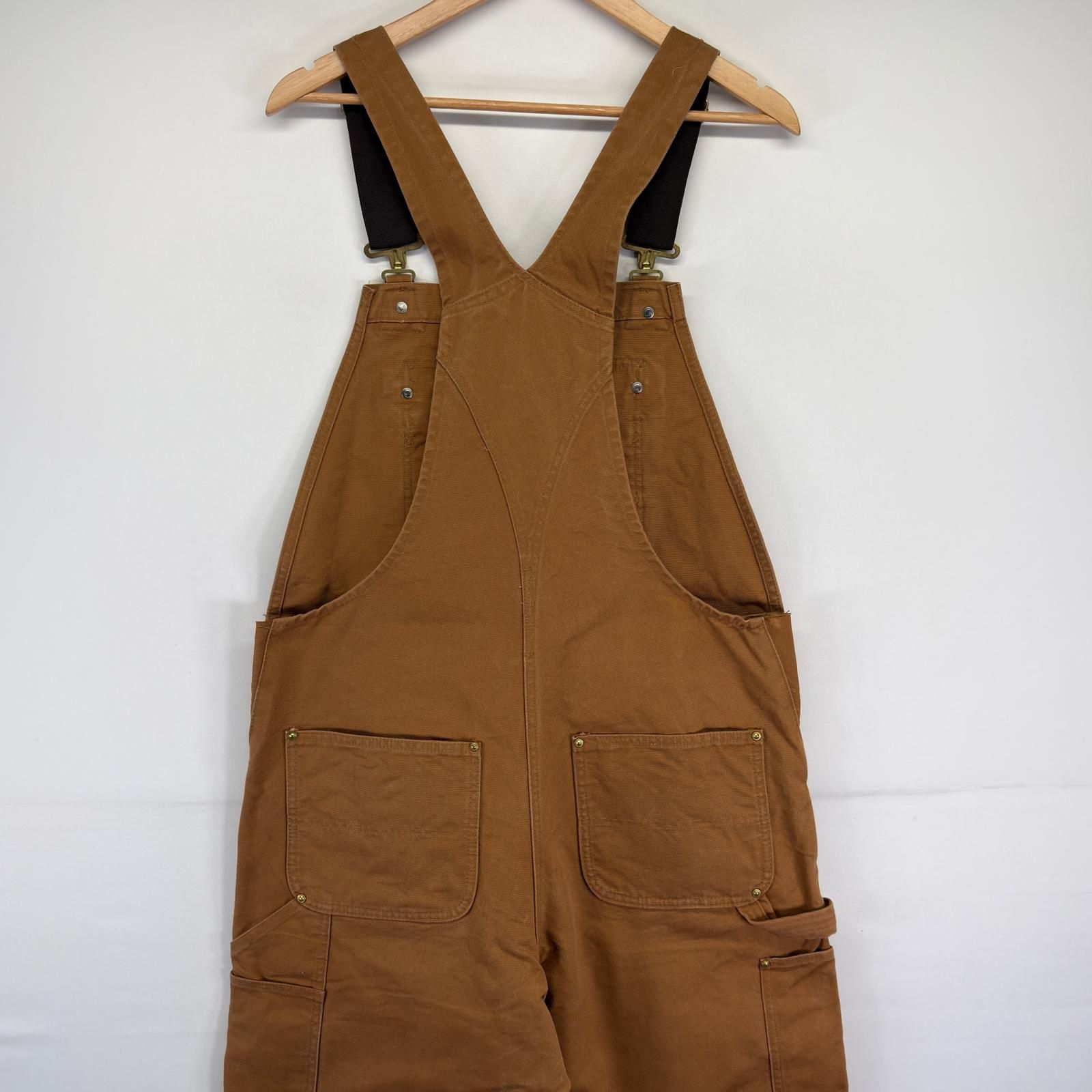 古着 カーハート Carhartt ダック オーバーオール ワンポイントロゴ 胸