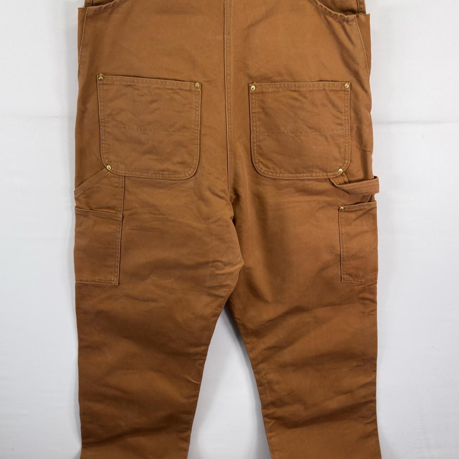 古着 カーハート Carhartt ダック オーバーオール ワンポイントロゴ 胸