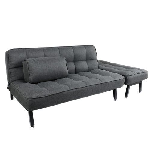 LUOMANソファリビングソファ脚取り外しタイプ2人掛けカウチソファオットマンクッション付き14段階リクライニングソファベッドローソファ チャコールグレー