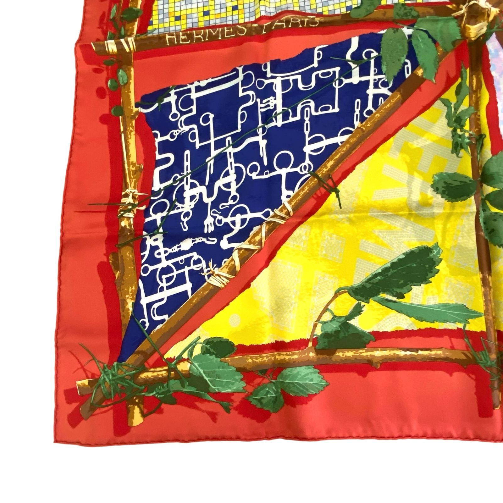 極美品 HERMES エルメス スカーフ シルク カレ90 LE ROBINSON CHIC 
