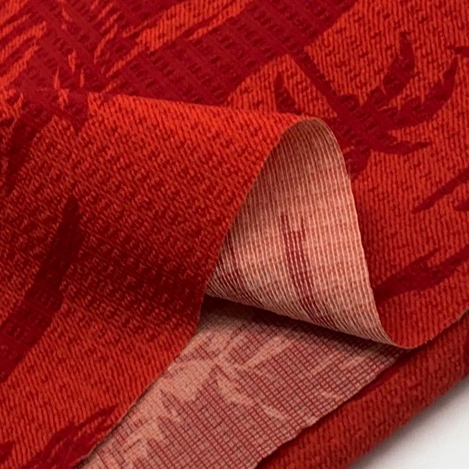 ◇S36 リップル 縦ストレッチ 3ｍ リゾート柄 レッド系 ポリエステル100％ 生地 ボタニカル ハンドメイド カサデパーノ 生地の家 - メルカリ