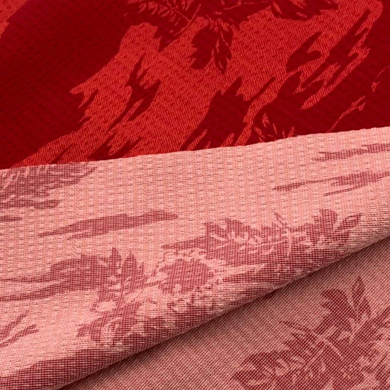 ◇S36 リップル 縦ストレッチ 3ｍ リゾート柄 レッド系 ポリエステル100％ 生地 ボタニカル ハンドメイド カサデパーノ 生地の家 - メルカリ