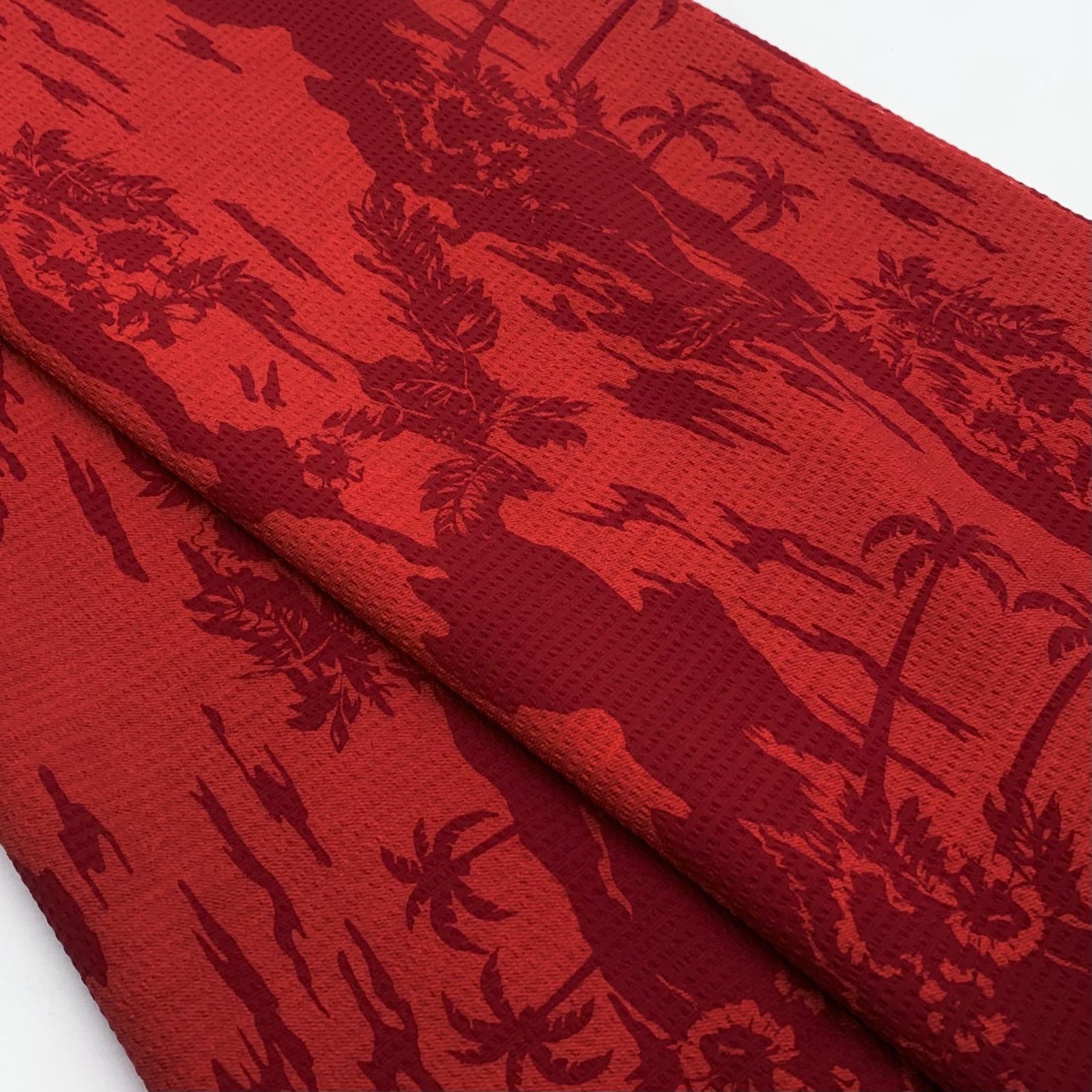 ◇S36 リップル 縦ストレッチ 3ｍ リゾート柄 レッド系 ポリエステル100％ 生地 ボタニカル ハンドメイド カサデパーノ 生地の家 - メルカリ