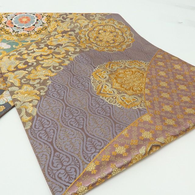 六花-RIKKA- 美品 正絹 刺繍❀唐花、華文、鳳凰の絢爛❀袋帯 着物