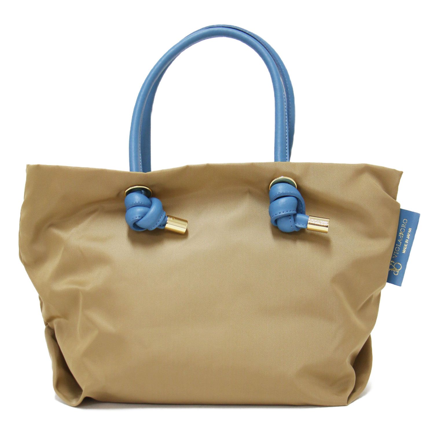美品】VIOLAd ORO ヴィオラドーロ バッグ ベージュ ブルー サイズ:XS 