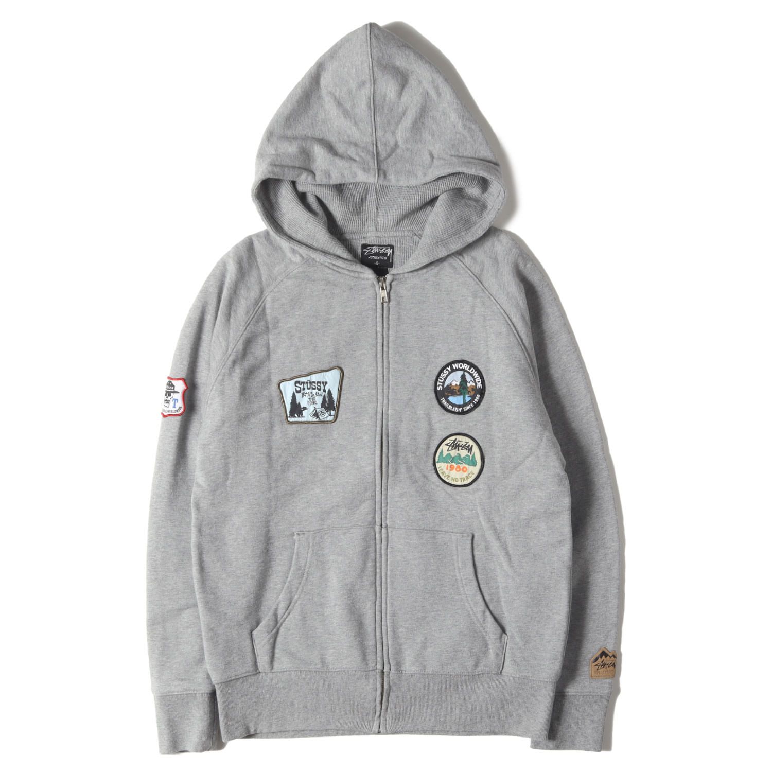 美品】STUSSY ステューシー パーカー グレー サイズ:S | 00s ワッペン