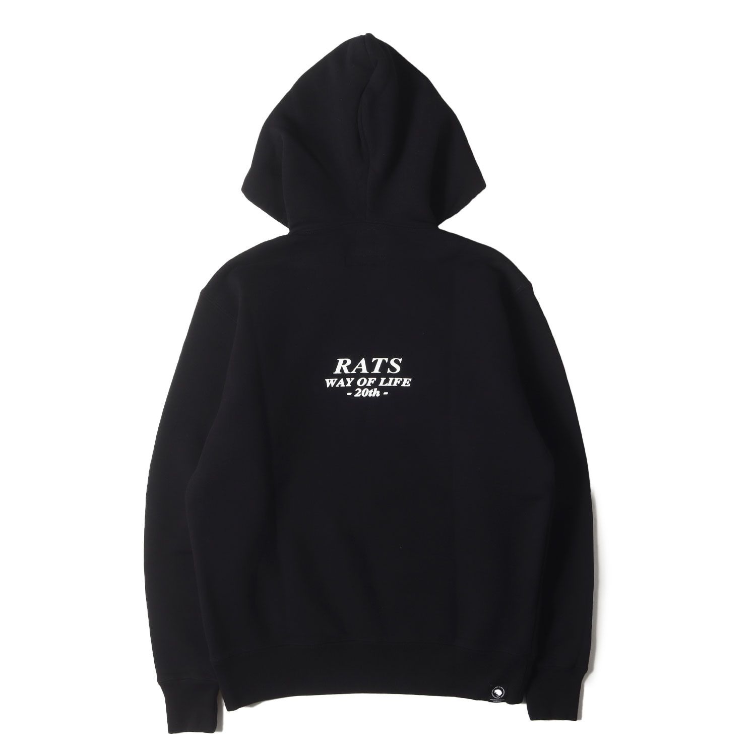 【Y】RATS（ラッツ) メンズMサイズ パーカーブラック、黒 美品】RATS ラッツ パーカー ブラック 黒 サイズ:M | 25SS 20周年記念