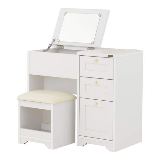 佐藤産業ANRIデスクドレッサー幅80cm奥行40cm高さ70cmホワイトスツール