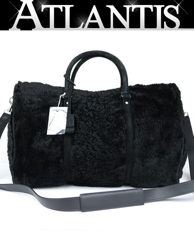 SAINT LAURENT サンローラン ♥ ファー 2 WAY ダッフル ボストンバッグ ユニセックス 黒 101656