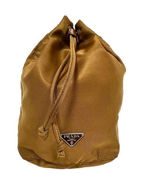PRADA プラダ ナイロンバッグ 巾着 ミニポーチ バッグ ナイロン 三角ロゴ キャメル＿s 04＿セルモアから ＿s-0032-r 04