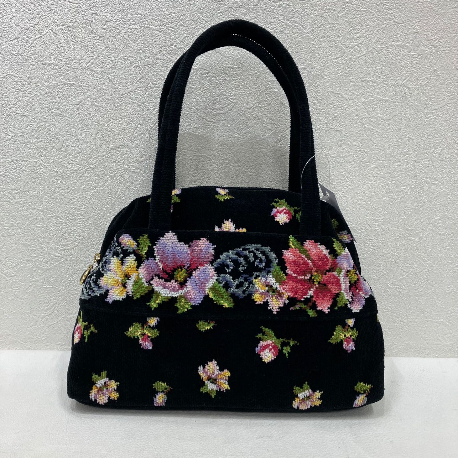 8142 FEILER フェイラー ハンドバッグ ブラック 黒 花柄 フラワー