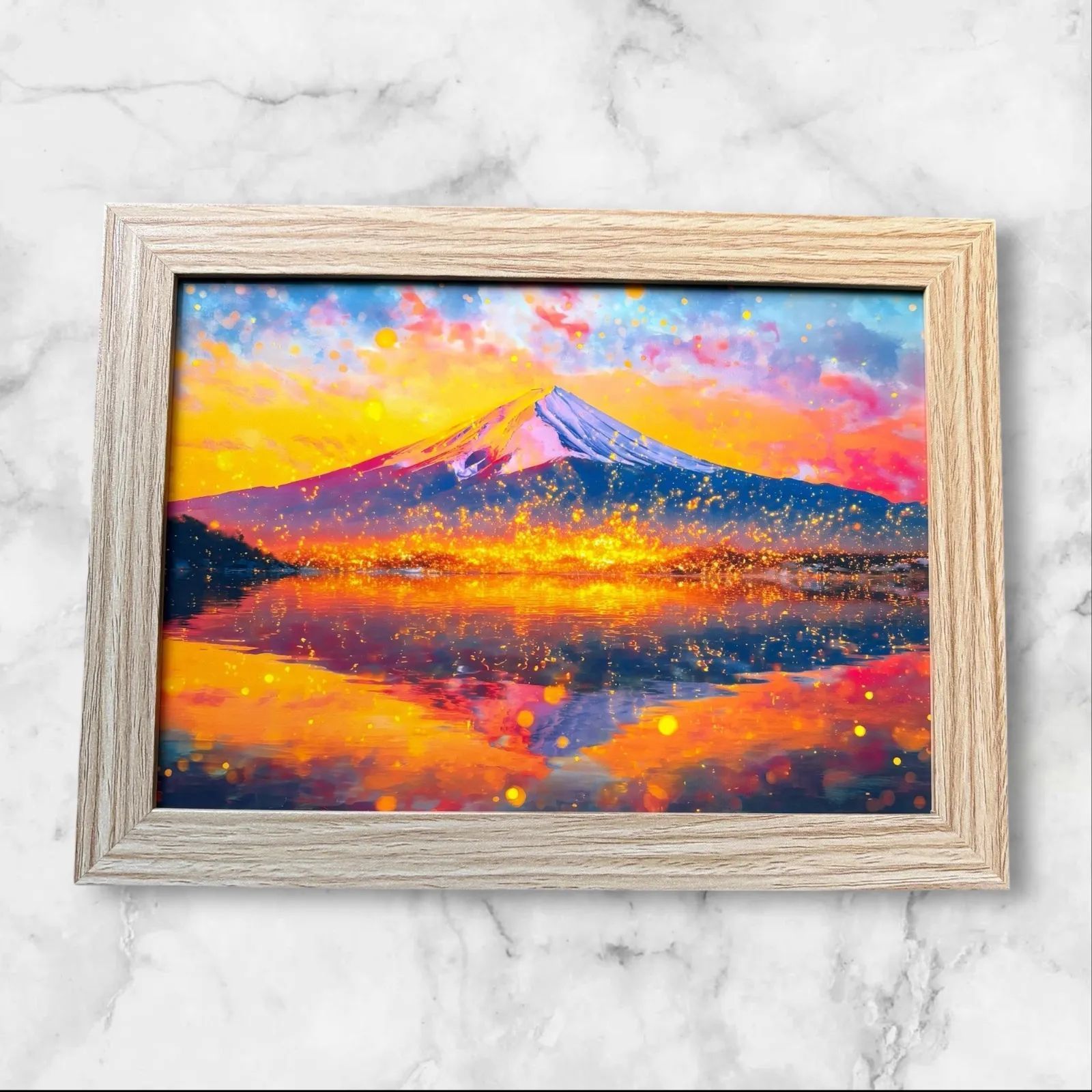 富士山 アート 美麗 風景画 インテリア 壁掛け 置き型 2L額付き 絵画