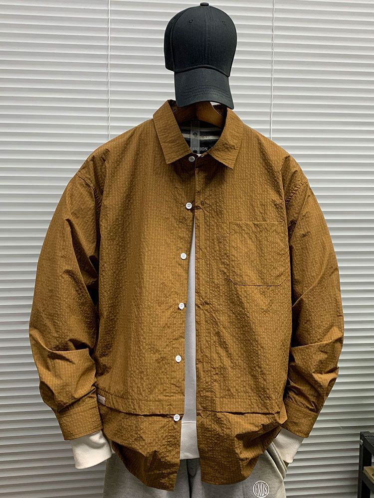 全新♥ チェック柄 シャツジャケット メンズ 春秋 ルーズフィット ストリート 外穿り K 柄物 ワイシャツ 