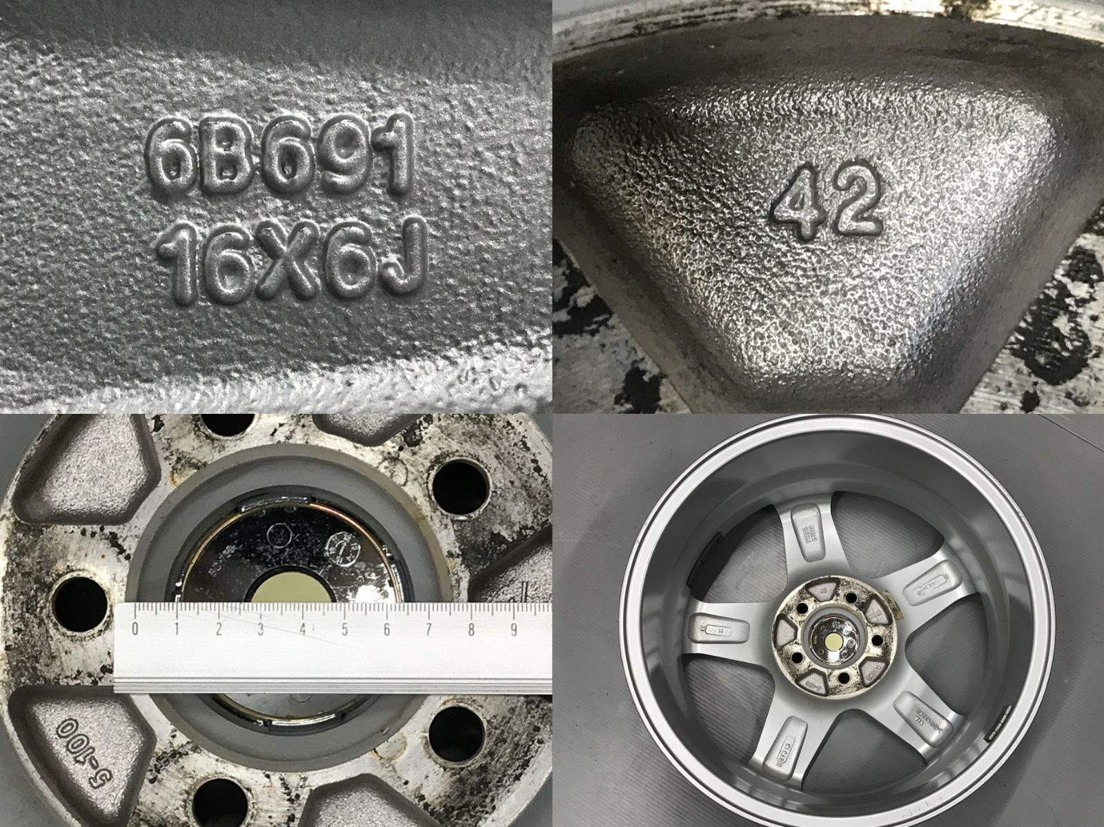  ◎傷少 16 in 6 J 42 100|5 H 4本 個人宅OK 検 プリウス ウィッシュ シエンタ アリオン ラクティス カローラスポーツ インプレッサ 16インチ ホイール