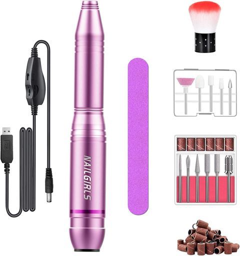 【ネイリスト推薦】NAILGIRLS電動ネイルマシン11個のビットネイルマシンビットジェルネイルオフキットネイルケア爪磨き甘皮処理甘皮ケア正逆回転無段階変速USB給電自宅サロン用(ピンク)