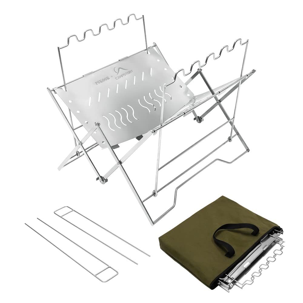 PSKOOK 焚き火台 ソロライトグリル 折りたたみ 軽量 コンパクト ステンレス製 収納バッグ付き １台多役 XX200 新品 PSKOOK 焚き火台 ソロライトグリル 折りたたみ 軽量 コンパクト