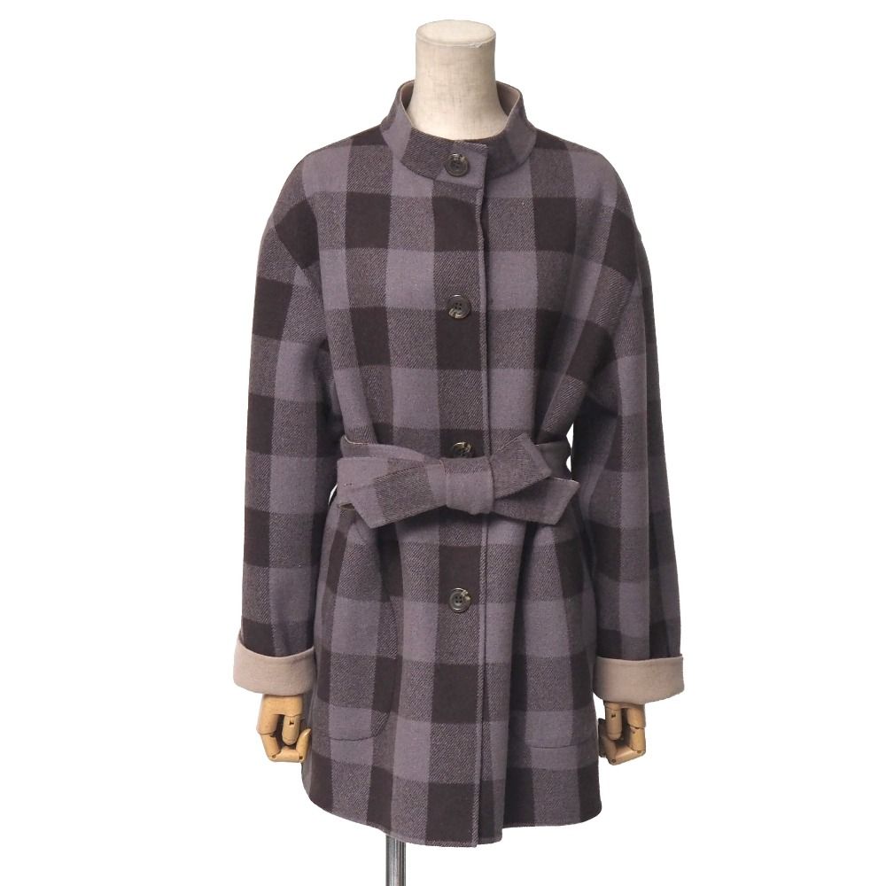 Aquascutum アクアスキュータム コート サイズ10 リバーシブル チェック ダブルフェイス ベルテッド ショートコート ブランド古着 |RA 7098