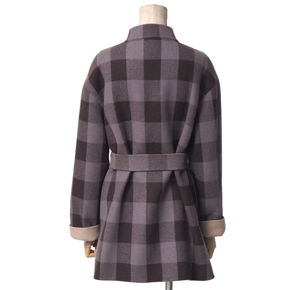 Aquascutum アクアスキュータム コート サイズ10 リバーシブル チェック ダブルフェイス ベルテッド ショートコート ブランド古着 |RA 7098