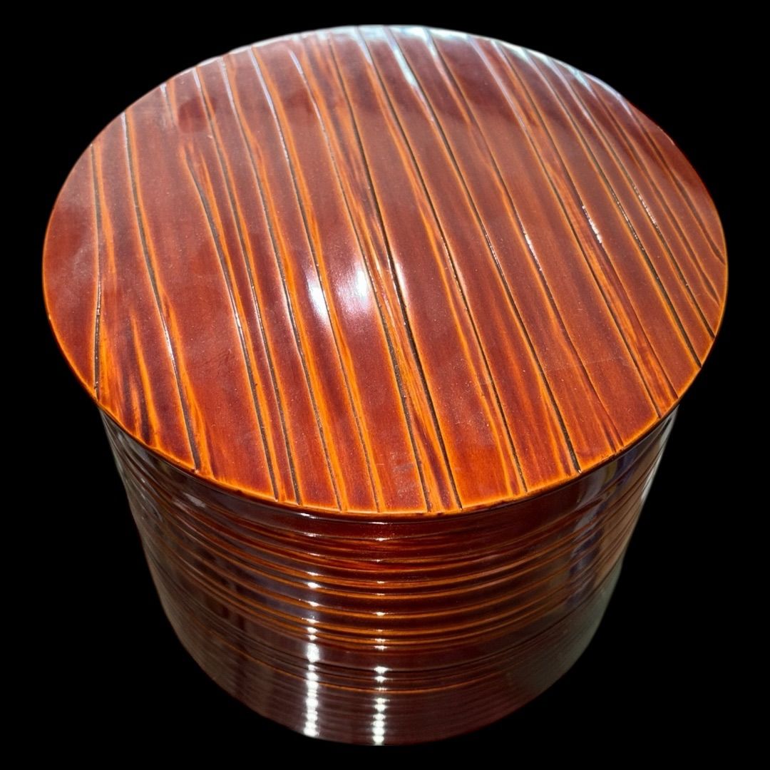 茶道具 天然木 飛騨春慶塗 曲水指 へぎ目 蓋つき