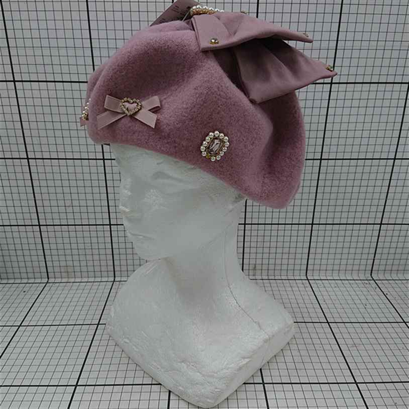 激レア　平成　リズリサ　ベレー帽 ◇ ⊇ リズリサ LIZ LISA ビジューリボン付きベレー帽 ピンク系