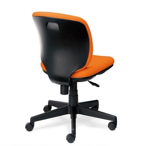 プラスオフィスチェアPreseaローバックブラックシェル肘なしオレンジKC-