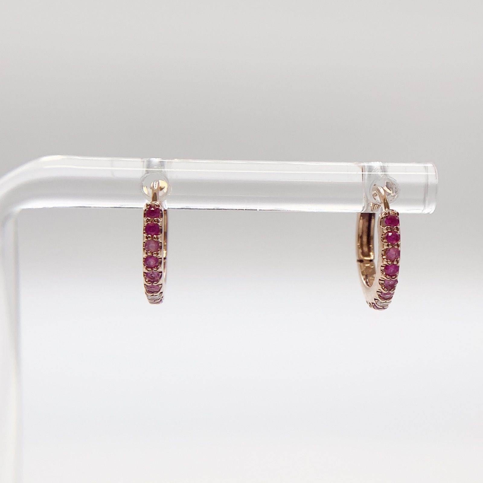 Ponte Vecchio ポンテヴェキオ K 18 PG ピンクサファイア ダイヤモンド ピアス 750 保証書付