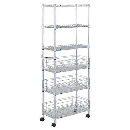 ドウシシャルミナスフィールキッチンラックワゴンスチールラック隙間収納収納棚幅306段サビに強い防錆加工組立簡単キャスター付き耐荷重80 kg 棚板 ポール径19 mm幅29.5 x奥行59.5 x高さ155 cm