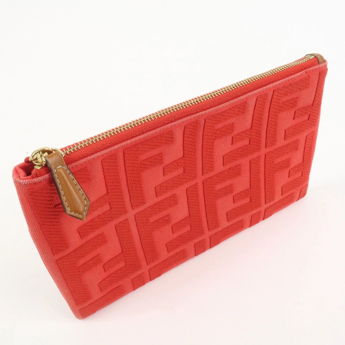 やや使用感あり】 FENDI フェンディ ズッカ フラットポーチ ミニ 