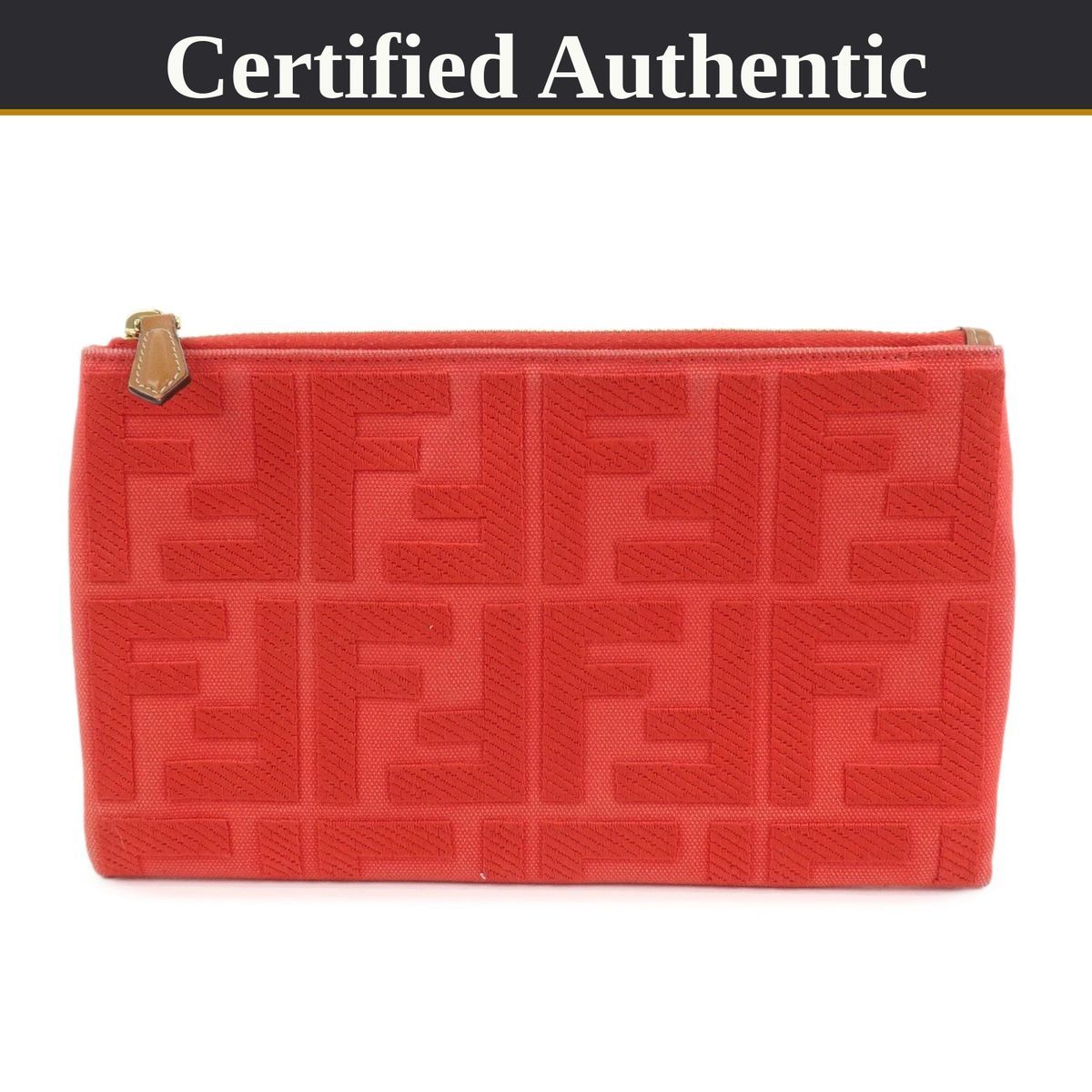 やや使用感あり】 FENDI フェンディ ズッカ フラットポーチ ミニ 