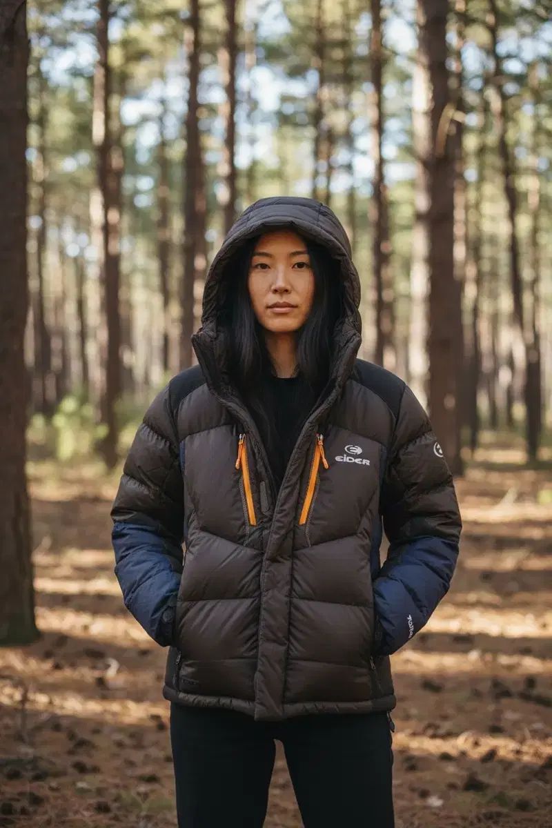 EIDER ダウン ジャケット ブラウン/ネイビー - メルカリ