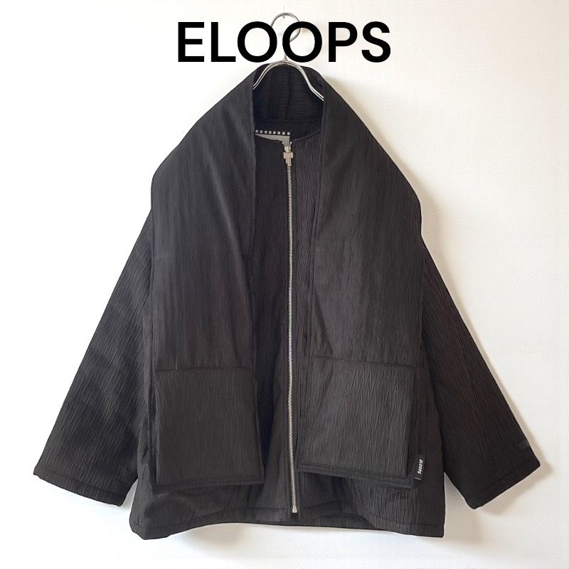 ELOOPS イーループス 中綿 ブルゾン マフラー付き ブラック