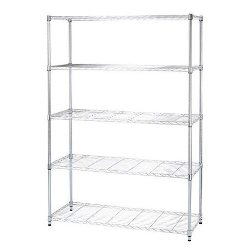 ドウシシャルミナススリムラックスチールラック収納棚幅1205段防サビ加工キャスター付き頑丈耐荷重135 kg 棚板 あたり 豊富なカスタムパーツポール径25 mm幅121.5 x奥行46 x高さ179.5 cmキッチン