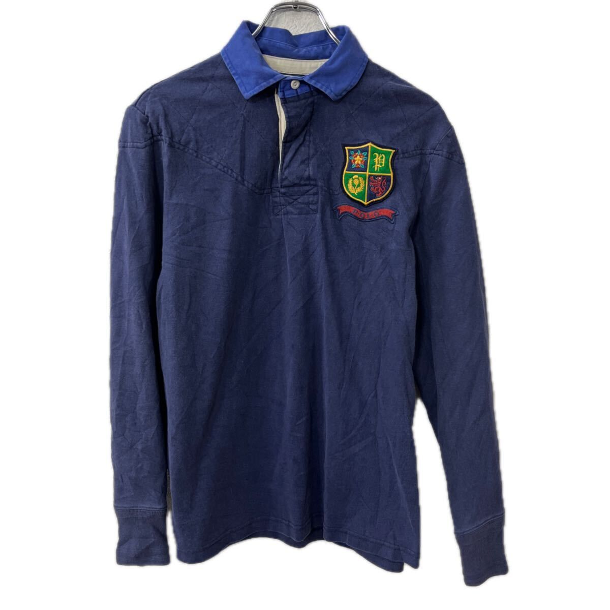90s POLO Ralph Lauren 長袖 ポロシャツ S ネイビー ポロ ラルフ