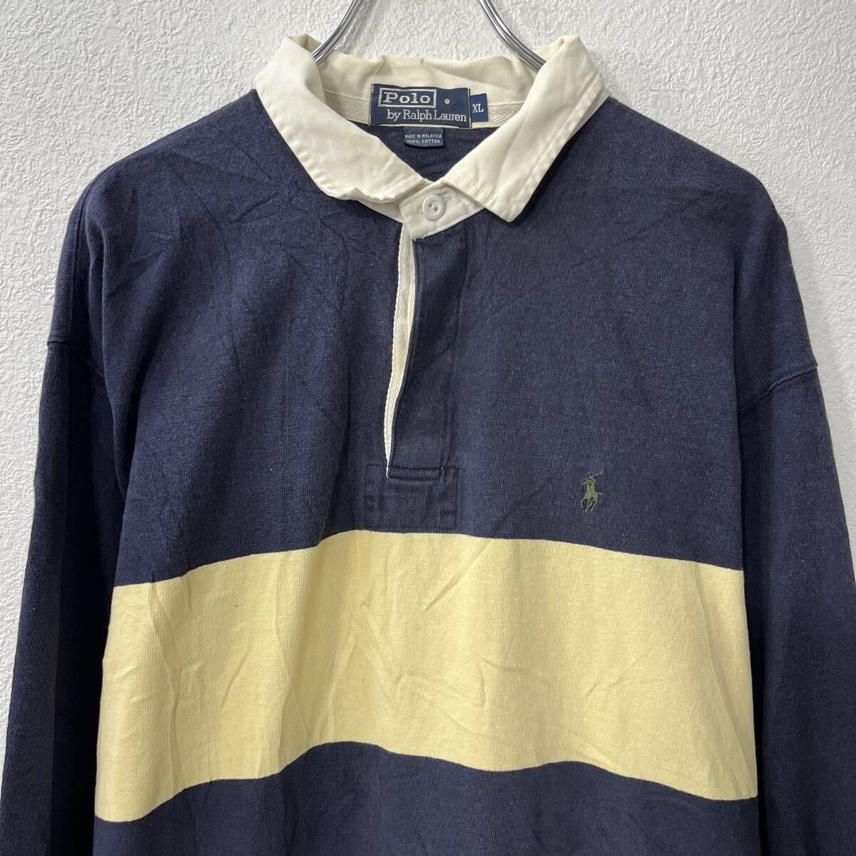 ラルフローレン 90s ラガーシャツ 長袖 XL ボーダー Ralph Lauren - 90s USA製 ポロ ラルフローレン ボーダー 長袖 ラガー