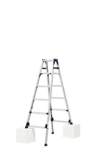 ピカ PiCa 脚立伸縮かるノビはしご兼用脚立四脚アジャスト式6段6尺 1.53~1.84 m アルミニウムシルバーSCL-180 A