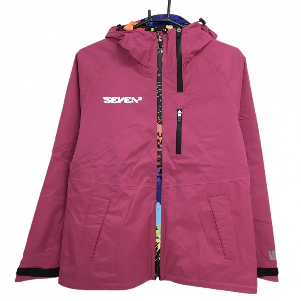 ラウドマウス レインジャケット ピンク×黒 ジップ フード内側スプラッシュ柄 撥水加工 レディース L ゴルフウェア LOUDMOUTH